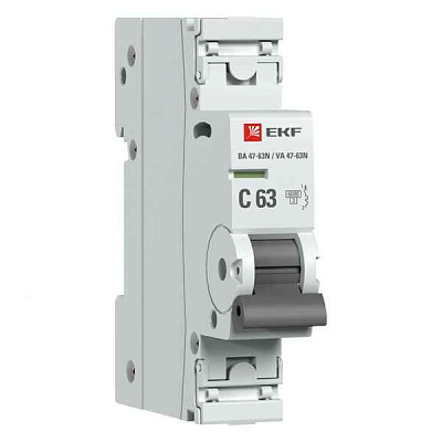 Автомат  1п 63А (C) (ВА 47-63N) 6кА EKF PROxima 
