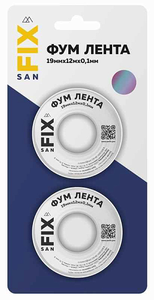 Лента ФУМ 19х0.1х12000х0.3г/куб.см 55/25мм (блистер 2шт) SANFIX RTP 41217 