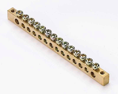 Шина нулевая 14 групп/крепеж по краям 6х9мм DEKraft 32004DEK 