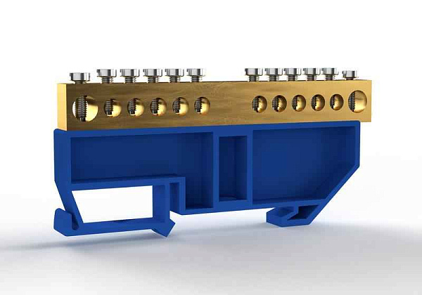Шина нулевая на DIN-изоляторе 8х12мм 12 отвер. латунь TOKOV ELECTRIC TKE-BCB-812-12-DIN/N 