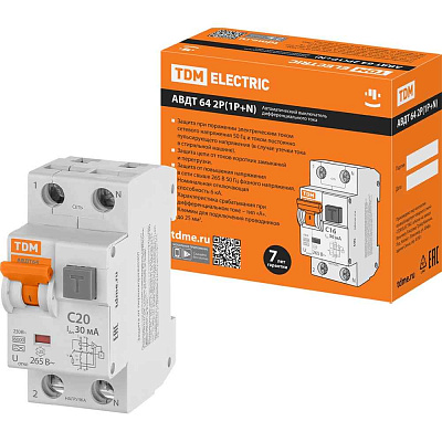 Авт.диф. 4п 20А  30мА  АВДТ 64 6кА АС SHCET 
