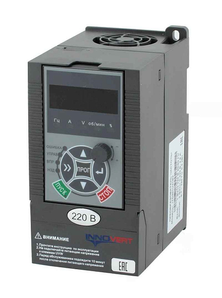 Преобразователь частоты векторный INNOVERT ITD401U21B2 (0,4 кВтx220 В), выходной ток 2.5 А, NPN/PNP 