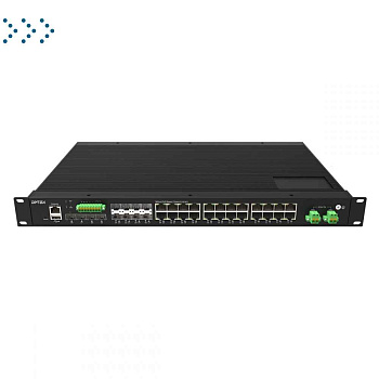 PoE-коммутатор управляемый промышленный 2 уровня с 4*1G/2.5G/10G Base-X SFP+ портами, 16*10/100/1000Base-T RJ45 PoE и 8*1G Combo RJ45/SFP портами, дво