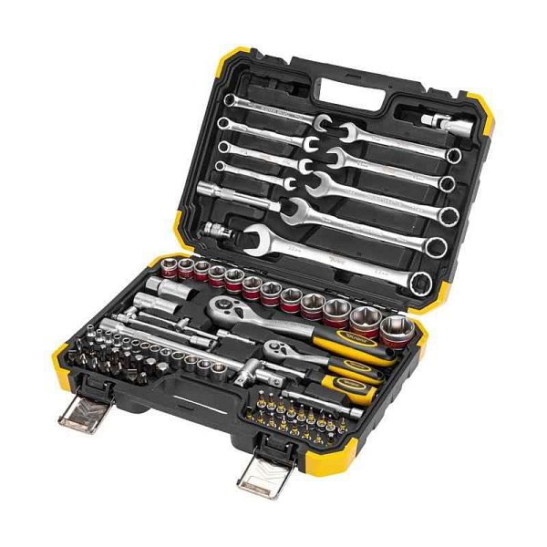 Набор инструментов 1/2 1/4 CrV 82 предмета пластик. кейс Kranz KR-66-6682 