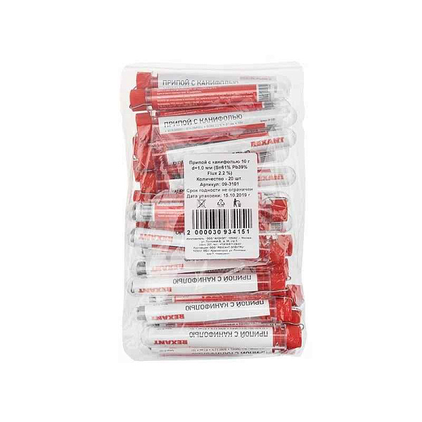 Припой с канифолью 10гр. d1.0мм Rexant 09-3101 