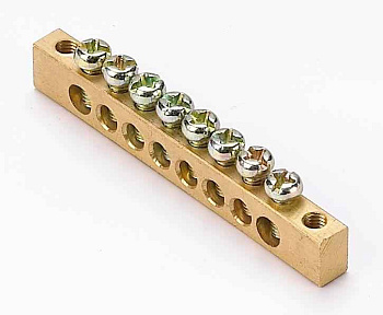 Шина нулевая 8 групп/крепеж по краям 6х9мм DEKraft 32002DEK