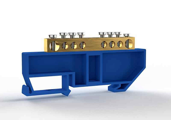 Шина нулевая на DIN-изоляторе 6х9мм 8 отвер. латунь TOKOV ELECTRIC TKE-BCB-69-8-DIN/N 