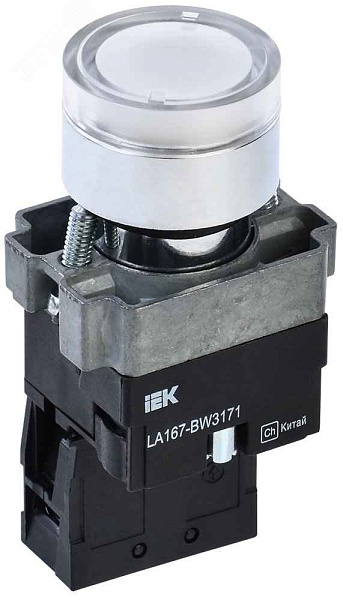 Кнопка LA167-BW3171 RC 1з с подсветкой белая. (ИЭК)