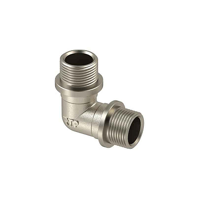 Угольник латунь наружн./наружн. резьба 3/4дюймх90град. никель (инд. упак.) RTP 34933 