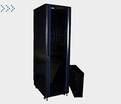 Шкаф 19" Business, 42U 600x600, черный, передняя дверь стекло, задняя дверь распашная металл 