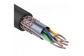 Кабель витая пара SF/UTP кат.5E 4х2х0.51 медь наружн. прокл. черн. (м) Rexant 01-0344