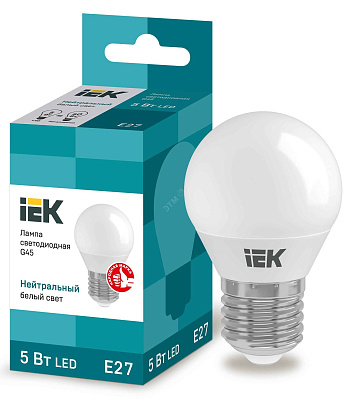 Лампа ЛЕД  E27  5Вт шар мат.3К LED-M G45 Белсвет 41624