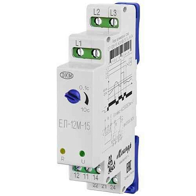 Реле контроля напряжения 3ф ЕЛ-12М-15 УХЛ4 AC 400В задержка срабатывания 0.1...10с ток контактов исполнит. реле 8А 2п Меандр A8302-16934430 