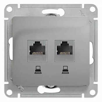 ШЭ Глосса Роз.двойная (комп+комп) RJ45+RJ45, кат.5е (алюм, б/рамки) GSL000385КК (10шт/уп)