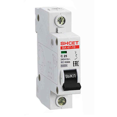 Автомат  2п 10А (C) (ВА 47- 19) 6kA SHCET 