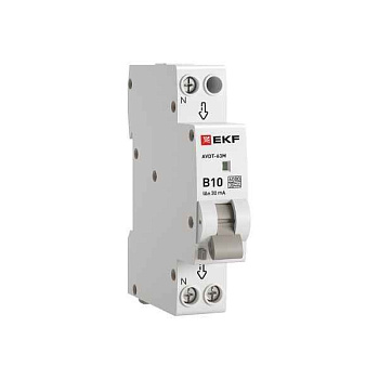Выключатель автоматический дифференциального тока 1мод. C 10А 30мА тип А 6кА АВДТ-63М (электрон.) PROxima EKF D636EA10C30