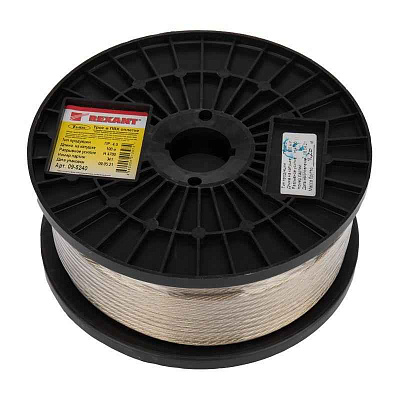 Трос стальной в ПВХ изоляции d4.0мм (уп.100м) Rexant 09-5240 