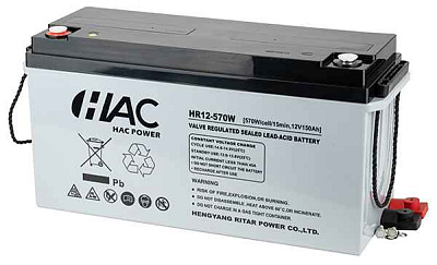 Батарея аккумуляторная HAC HR12-570W, F12(M8), 12V/150Ah, 483x170х240 ДxШxВ, 43 кг, 15 лет - купить в Москве - ООО Гамма-компоненты