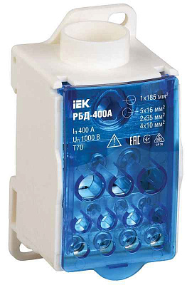 Блок распределительный на DIN-рейку РБД-400А IEK RBD-400 