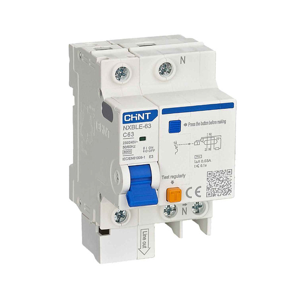 Авт.диф. 2п  6А 30мА  NXBLE-63Y 1P+N АС 4,5кА CHINT 