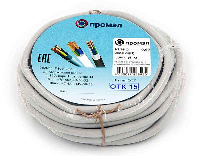 Кабель NUM-O 2х2.5 (бухта 5м) (шт) ПромЭл 13321320