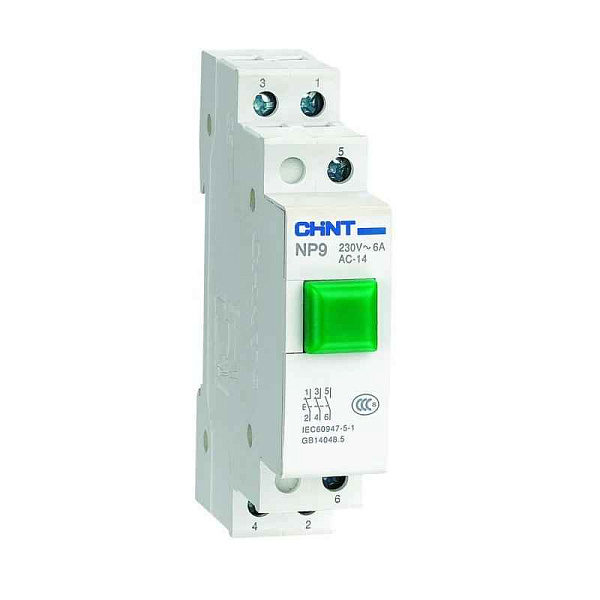 Кнопка модульная NP9-10/1 без подсветки 1НО зел. (R) CHINT 584052 