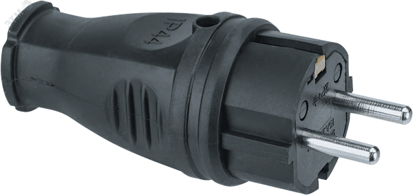 Вилка каучук прямая 2P+PE 16A 220В IP44 черная, Navigator 61368