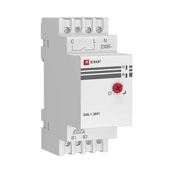 Фотореле с выносным датчиком DIN-1 (ФР) 2-100Лк 25А (3000Вт) EKF fr-din-1-25 
