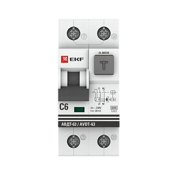 Авт.диф. 2п 16А 30мА  АВДТ-63N АС. 6кА EKF PROxima