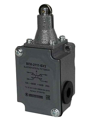 Выключатель путевой конечный ВПК 2111 10A толкатель с роликом Электротехник ET000755 
