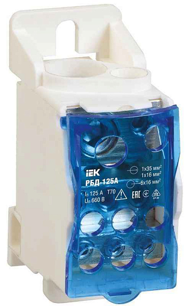 Блок распределительный на DIN-рейку РБД-125А IEK RBD-125 