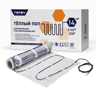Комплект "Теплый пол" (мат) 150Вт/кв.м 14кв.м TOKOV ELECTRIC TKE-MAT150-2100-14 