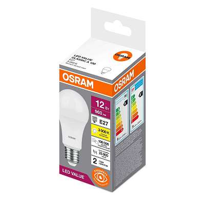 Лампа ЛЕД  E27 12Вт 3К LVCLA100 12SW/830 230V E27 RU OSRAM