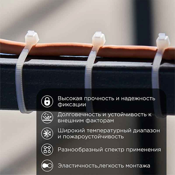 Хомут кабельный 2.5х100 нейл. бел. (уп.100шт) Rexant 07-0100 