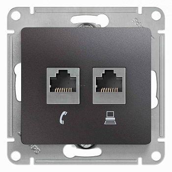 ШЭ Глосса Роз.двойная (телеф+комп) RJ11+RJ45, кат.5е (графит, б/рамки) GSL001385 (10шт/уп)