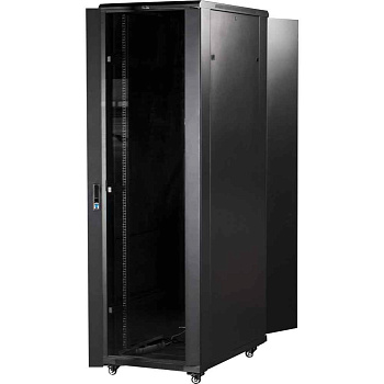 Шкаф 19" Business, 42U 600x800, черный, передняя дверь стекло, задняя дверь распашная металл