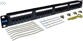 Патч-панель TWT 24 порта, UTP, кат.5E, 1U
