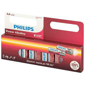 Элемент питания алкалиновый AA/LR6 1.5В Power (блист. 12шт) Philips Б0064661