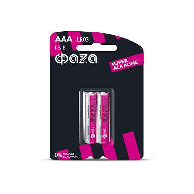 Элемент питания алкалиновый AAA/LR03 1.5В Super Alkaline BL-2 (уп.2шт) ФАZА 2858474 