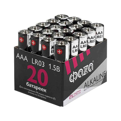 Элемент питания алкалиновый AAA/LR03 1.5В Alkaline Pack-20 (уп.20шт) ФАZА 5028128 