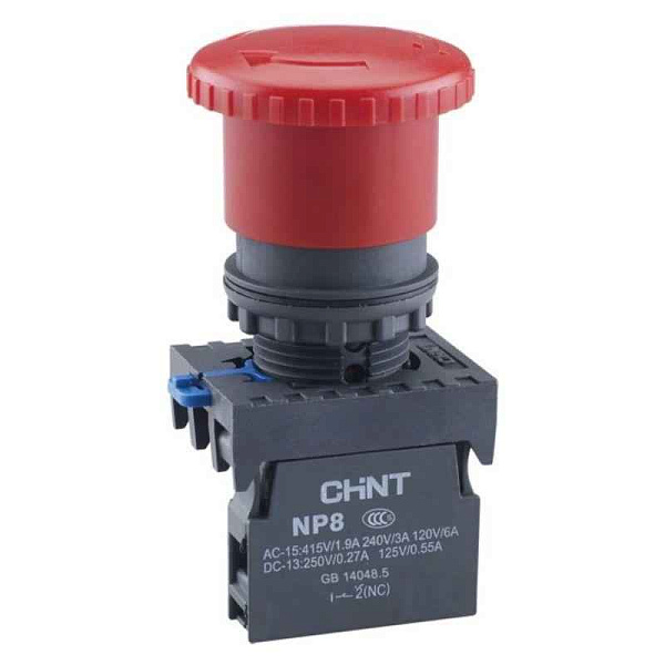 Кнопка управления "Грибок" NP8-01ZS/14 d40мм 1НЗ IP65 с фиксацией красн. (R) CHINT 667210 