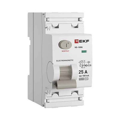 Выключатель дифференциального тока 2п 25А 100мА тип AC 6кА ВД-100N электромех. PROxima EKF E1026M25100 