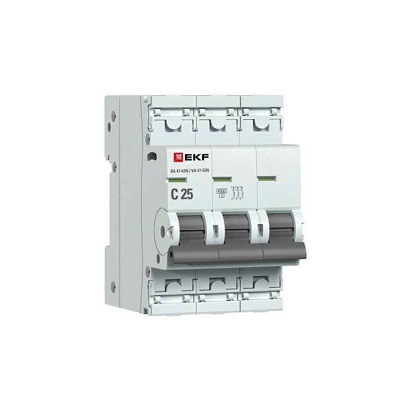 Автомат  3п 25А (C) (ВА 47-63N) 4,5kA EKF PROxima 