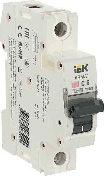 Выключатель автоматический модульный 1п C 6А M06N ARMAT IEK AR-M06N-1-C006 