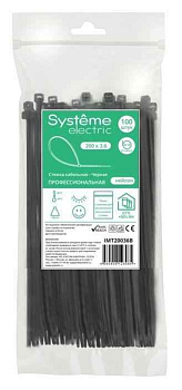 Стяжка кабельная 200х3.6 черн. (уп.100шт) SE IMT20036B