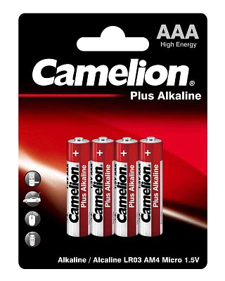 Элемент питания алкалиновый AAA/LR03 1.5В Plus Alkaline LR03-BP4 BL-4 (блист.4шт) Camelion 7369 