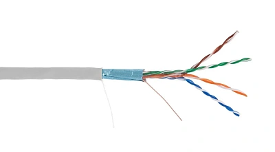 Кабель витая пара омедненный F/UTP, CCA, CAT 6, PVC, 4PR, 23AWG, INDOOR, SOLID, серый, 305м PROconnect