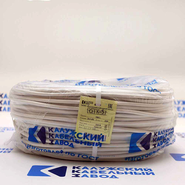 Провод ПВС 3x1,0 (б) (ПВСн 3x1,0) ККЗ, РФ