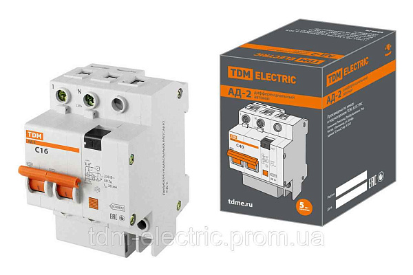 Авт.диф. 2п 16А 30мА  АД- 2 TDM 