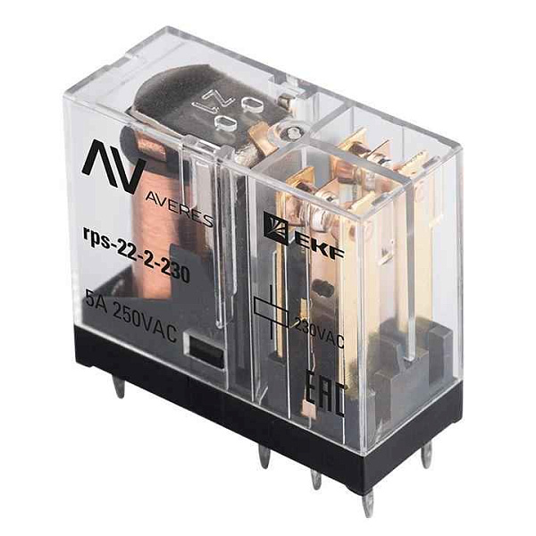 Реле промежуточное РП slim 22/2 5А 230В AC AVERES EKF rps-22-2-230 
